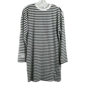 Misguided - Long Sleeve Crew Neck Striped Tee Dress - Size 2